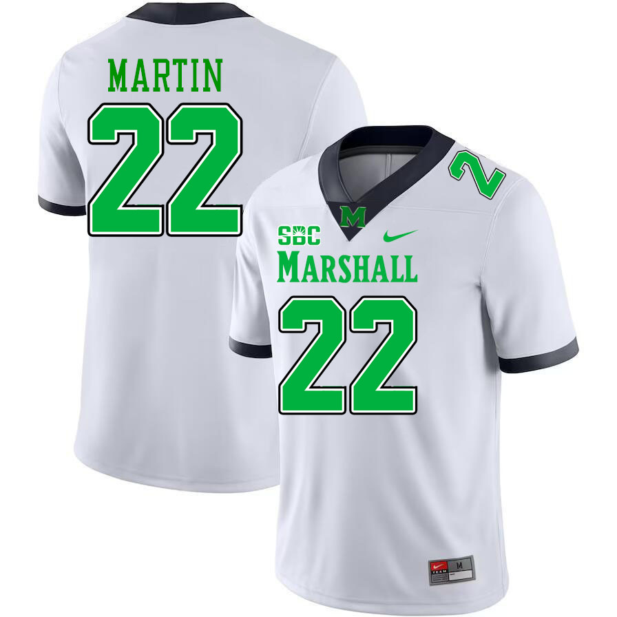 Marshall Thundering Herd #22 Kerion Martin College Football Jerseys Stitched-White Marshall Thundering Herd #22 Kerion Martin College Football Jerseys Stitched-White